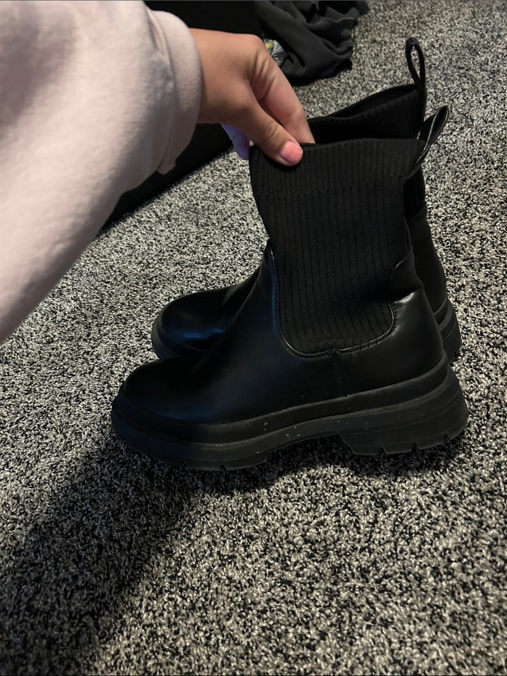 Black Chelsea Combat Boots for Women